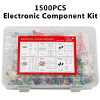 1500PCS Electronic Components Kit Resistor Electrolytic Capacitor  F5mmLED F3mmLED  Diode Transistor  Ceramic Capacitor with Box