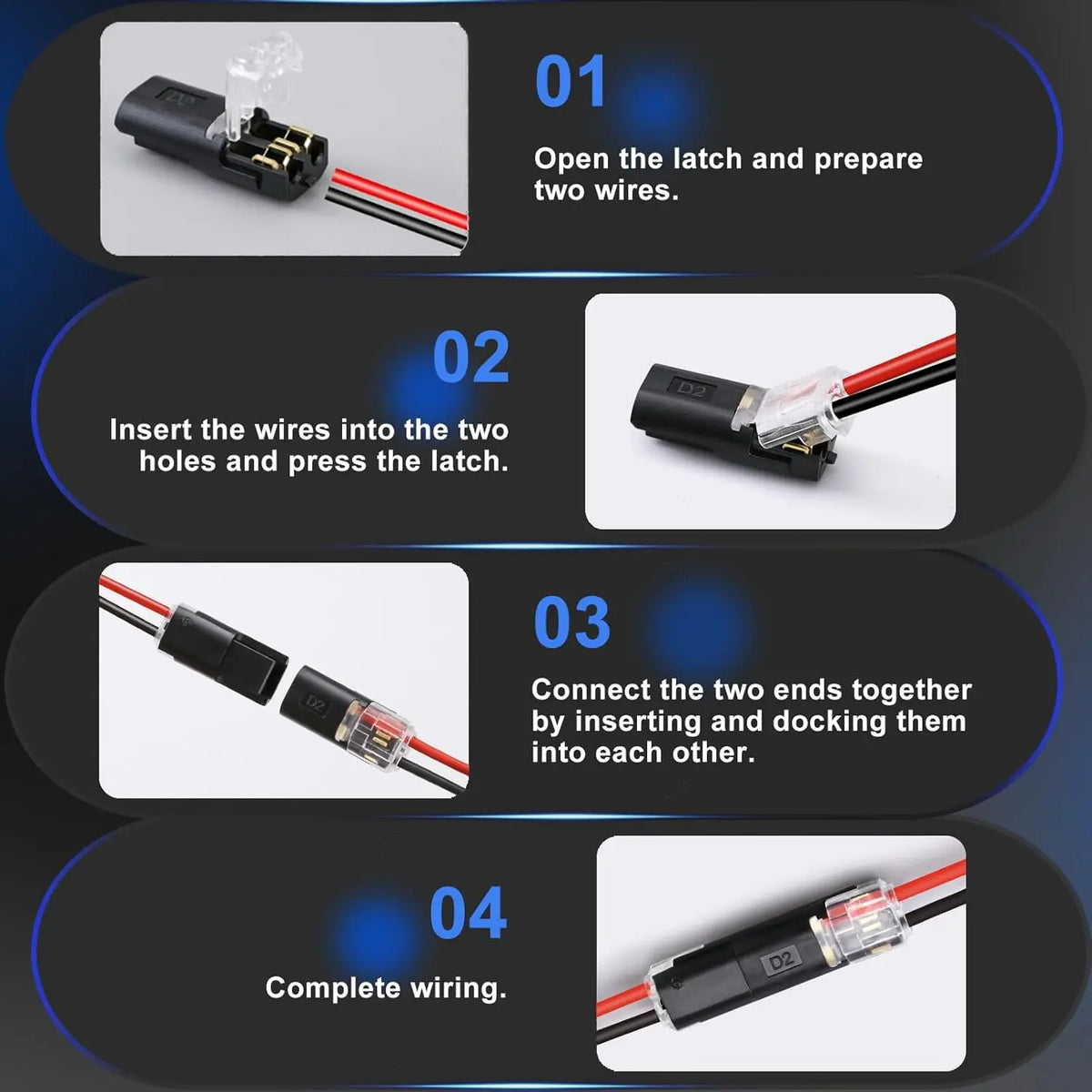 80PCS Plug-In Quick Wire Connectors Reusable Terminal Block Set, Lever Lock Electrical Cable Connectors, 30x 1-Pin & 50x 2-Pin Splicing Connectors for Solid & Stranded Wires, DIY Home Wiring
