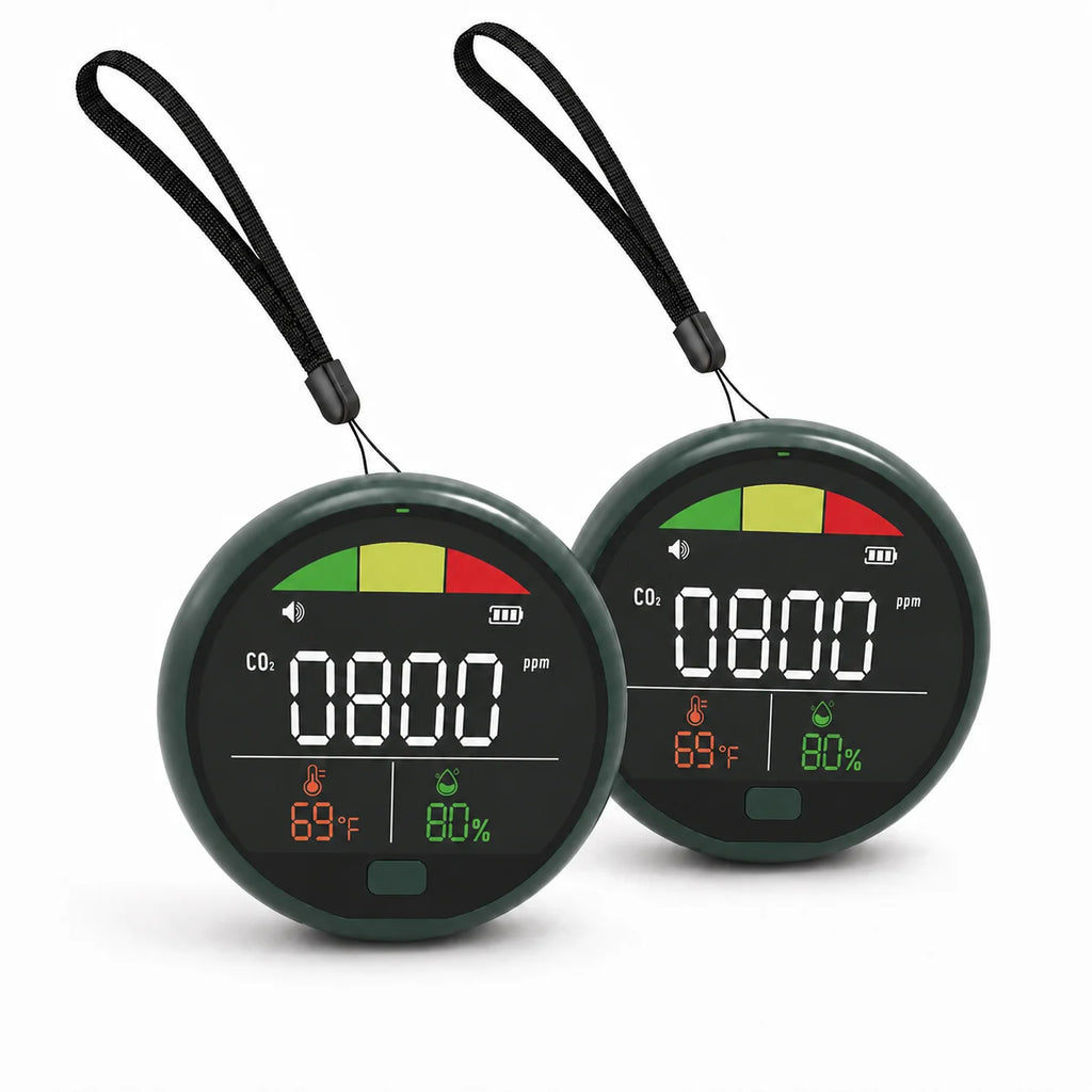 Fabisense PTH-21C Portable NDIR CO2 Detector with Temperature Humidity Carbon Dioxide Monitor for Home Office Car RV