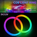 COB LED Ring 5V/12V WS2812 RGB Light Individually Addressable with Built-in IC Compatible with WS2811 27/48/74/96/120mm for Car