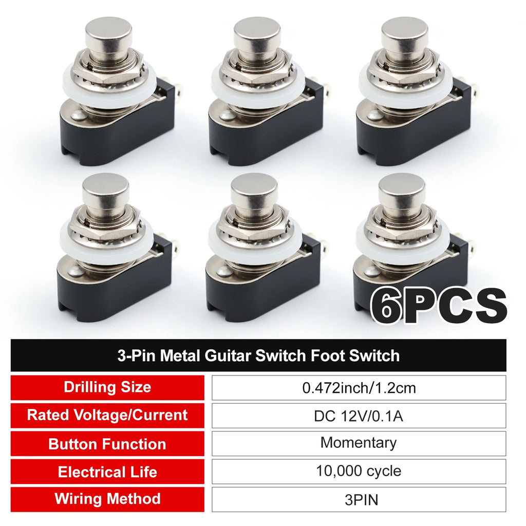 FILN SPST Momentary Soft Touch Push Button Stomp Foot Pedal Switch Electric Guitar Switch OFF-Momentary ON