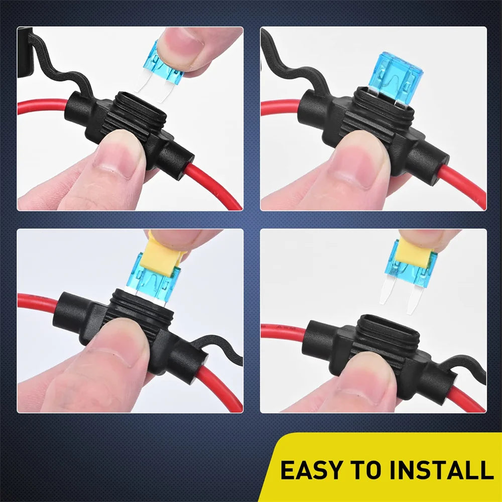 120PCS Mini/Standard  ATM/APM Blade Fuse 5A/7.5A/10A/15A/20A/25A/30A AMP Set with 10 Pack 14AWG ATC/ATO Inline Fuse Holder