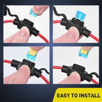 120PCS Mini/Standard  ATM/APM Blade Fuse 5A/7.5A/10A/15A/20A/25A/30A AMP Set with 10 Pack 14AWG ATC/ATO Inline Fuse Holder