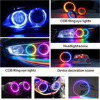 COB LED Ring 5V/12V WS2812 RGB Light Individually Addressable with Built-in IC Compatible with WS2811 27/48/74/96/120mm for Car