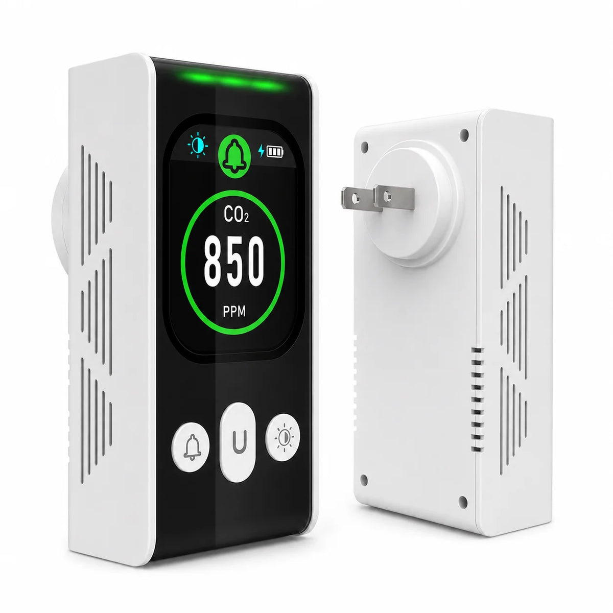 FABISENSE PTH-253N Plug-in CO2 Detector NDIR Air Quality Monitor 400-5000 PPM with Color Display and Adjustable Alarm
