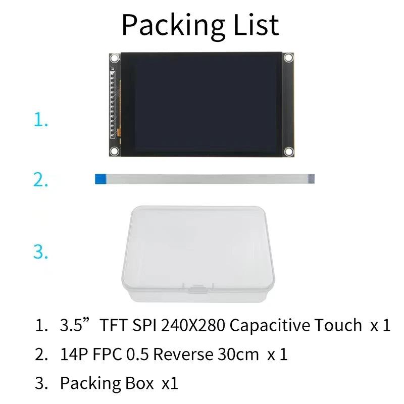 3.5 Inch IPS LCD Module TFT SPI Capacitive Touchscreen Display 3.5" 480x320 ST7796 Screen for Mega2560/C51/STM32/ESP32/Arduino