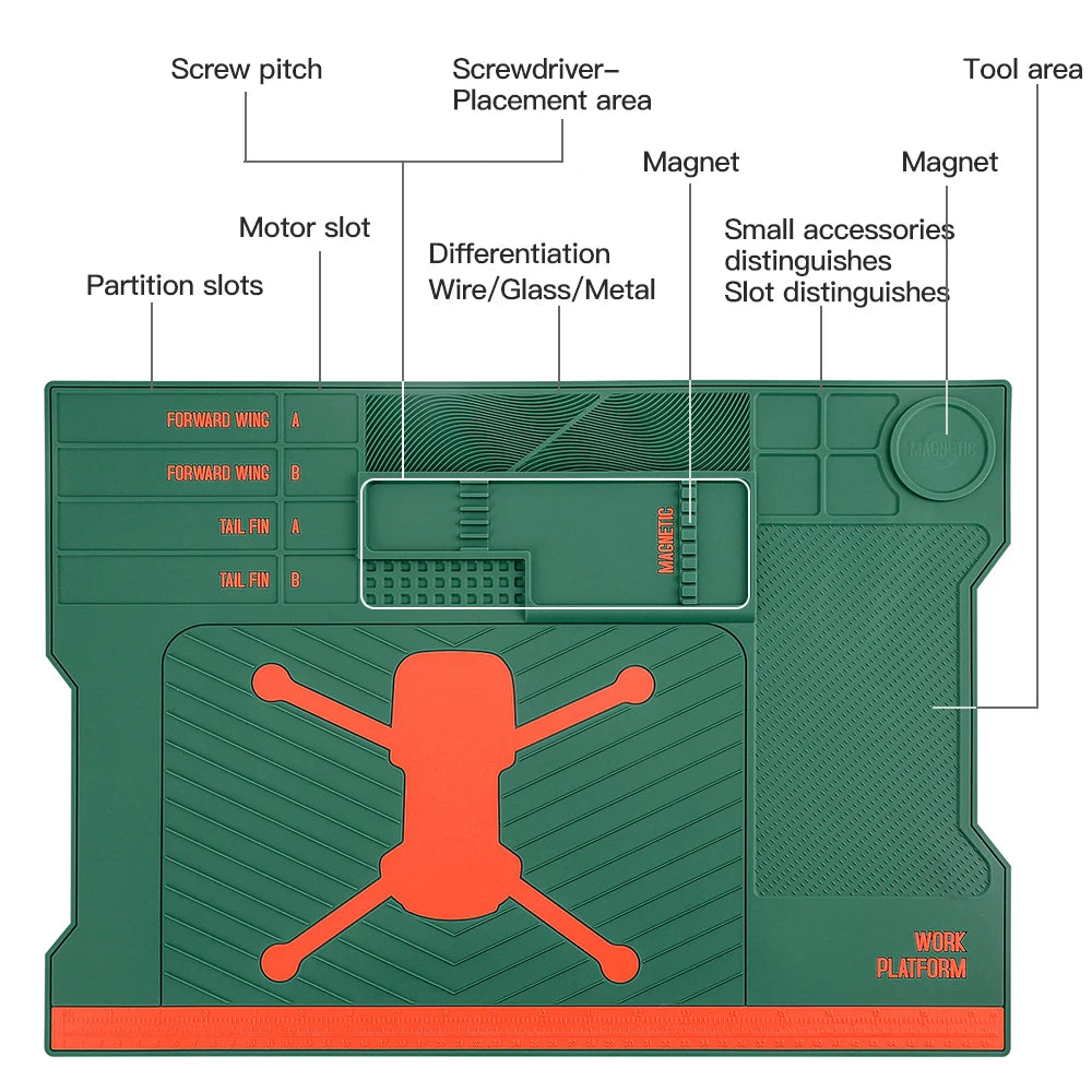 Drone Professional Maintenance Work Pad with Magnetic Insulation Heat-resistant Workbench Anti-scalding Mat for Soldering