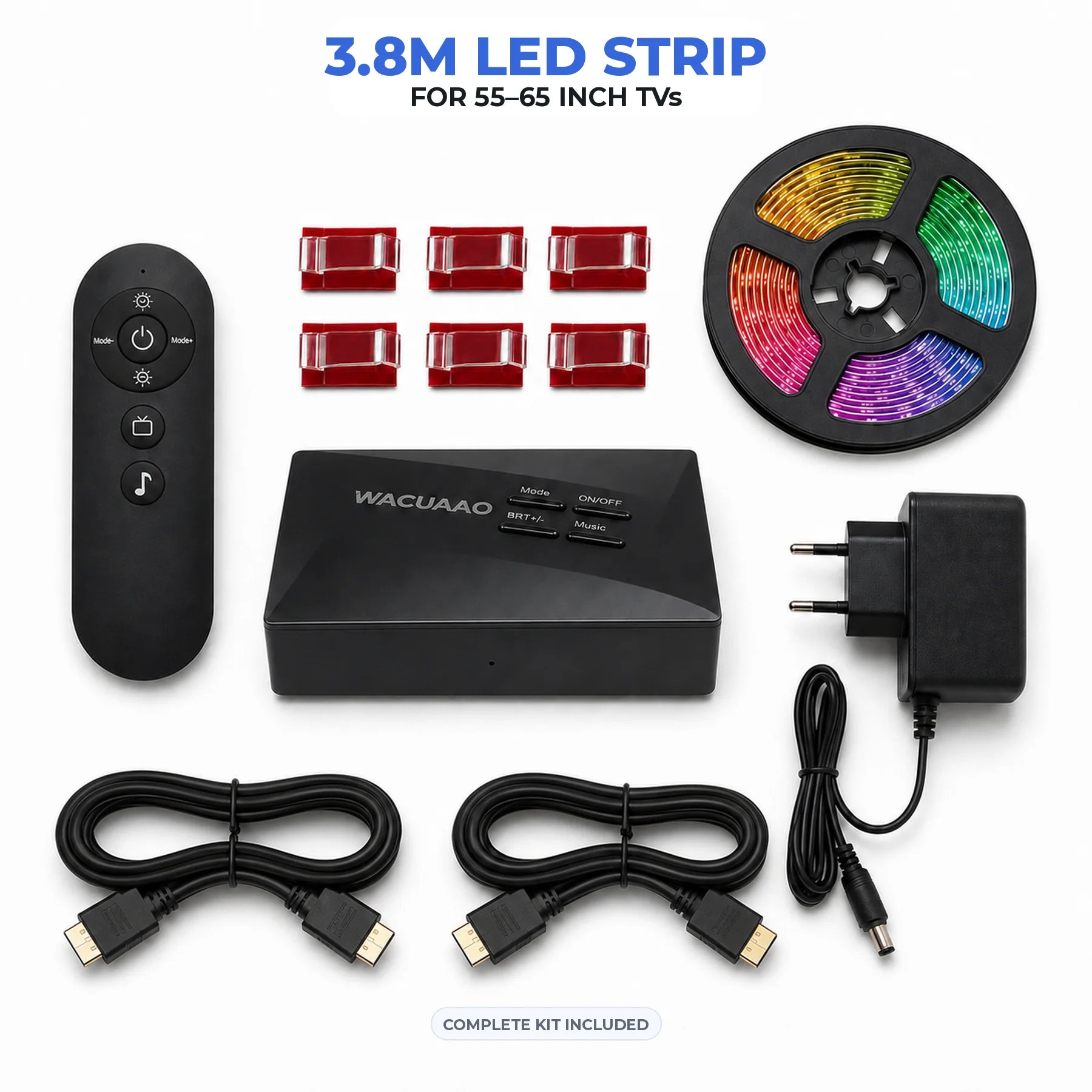 WACUAAO LED HDMI Sync TV Backlight for PS5/Apple TV/Fire Stick, Immersive Gaming Light Strip, Works with External TV Boxes ONLY