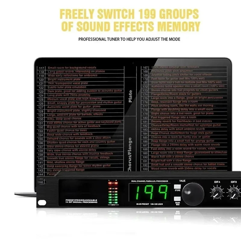 Dual-Channel Programmable Digital Effector 24-Bit Signal Processing Reverb Delay Ktv Stage Performance Effector