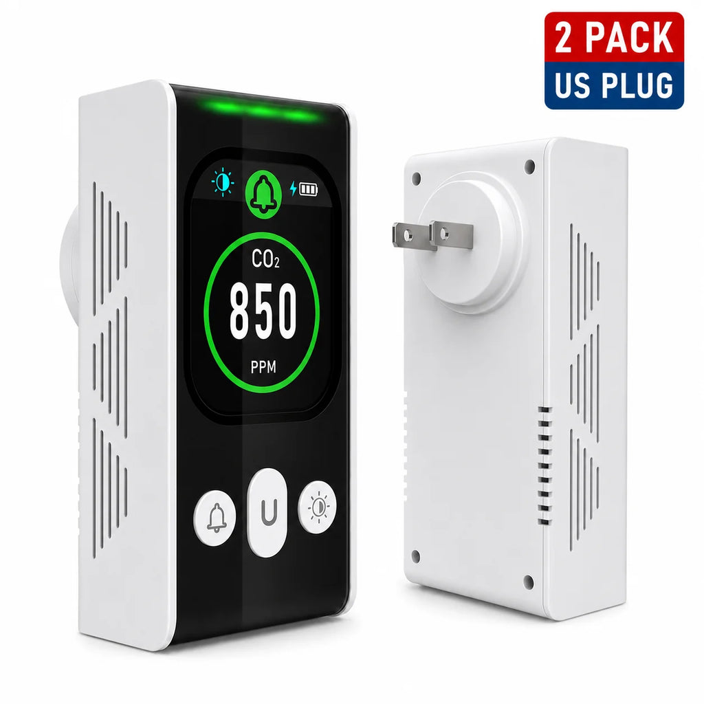FABISENSE PTH-253N Plug-in CO2 Detector NDIR Air Quality Monitor 400-5000 PPM with Color Display and Adjustable Alarm