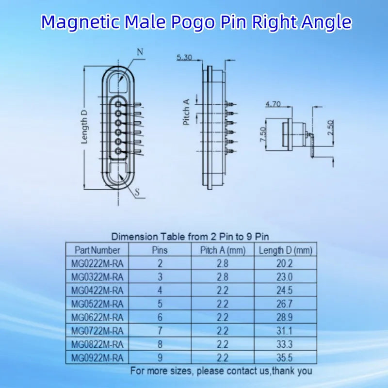 Waterproof Magnetic Pogo Pin 4 Position Cable Connector High Current 3A USB Type-C 2.2 MM THT Spring Loaded Strong Force 500G
