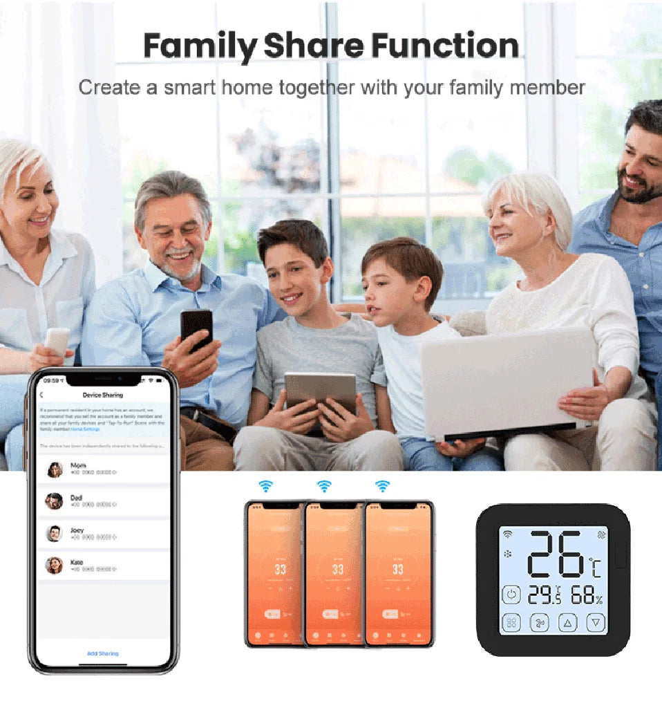 Thermometer Hygrometer With Tuya Temperature Humidity Sensor and AC Remote Backlight Support Work With Yandex Alexa SmartLife