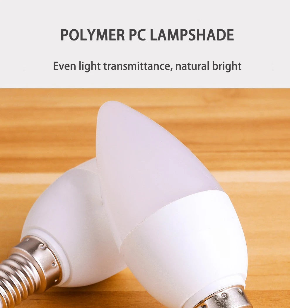 6Pcs  led Light bulb E14 E27 LED Lamp Indoor Warm Cold White Light 3W 6W 9W 12W 15W 220V LED Candle Bulb Home Decor Chandelier