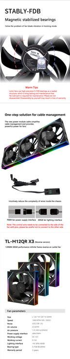 Thermalright TL-M12Q  Computer case cooling fan, wireless splicing/infinity frame/high performance fan