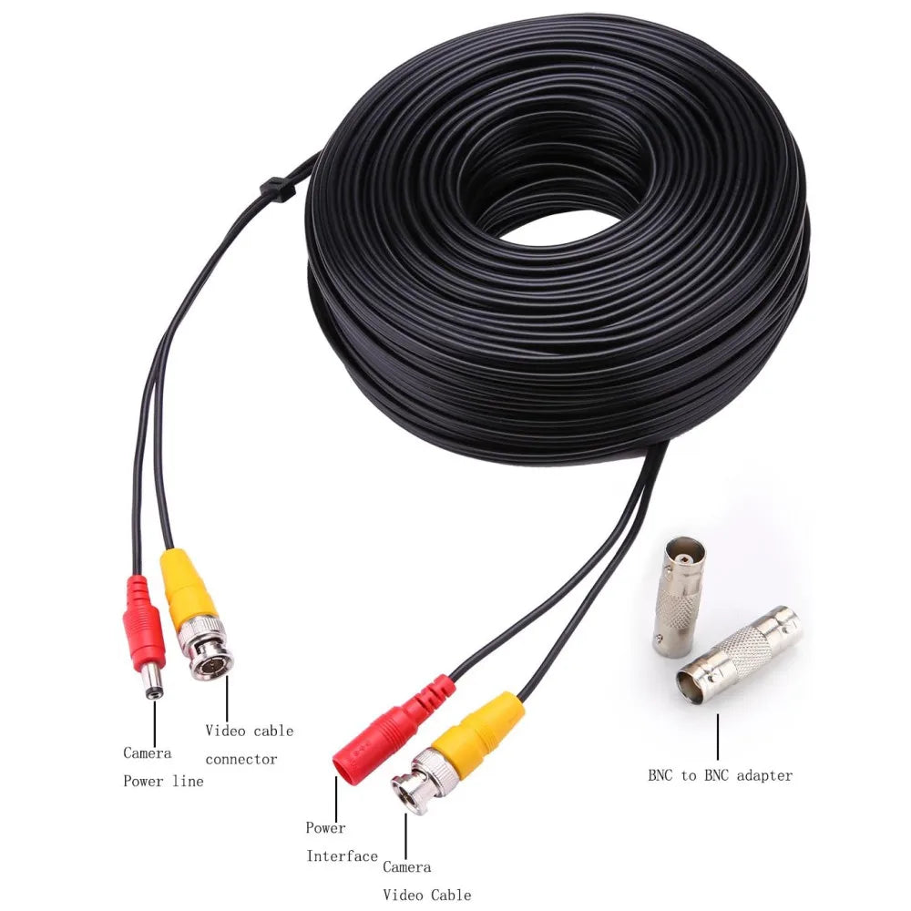 BNC Cable 2 IN 1 BNC Video and Power Security Camera Wire BNC Extension Cable with 2 Female Connectors for AHD DVR System