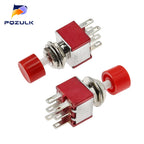 5PCS 10PCS PS-202 Mini 6MM 6Pin SPDT DPDT Momentary Push Button Switch 2A 250VAC 5A 120VAC Toggle Switch With Red Cap