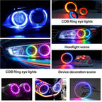 COB LED Ring 5V/12V WS2812 RGB Light Individually Addressable with Built-in IC Compatible with WS2811 27/48/74/96/120mm for Car