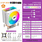 METALFISH ZH1400 CPU Cooler 4 HeatPipes 4PIN PWM Silent ARGB Fan For Intel 1700 1200 115X 1366 2011 AM5 AM4 AM3 x99 x79