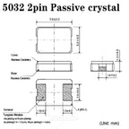 10pcs Original 5032 2Pin 8MHZ 10MHZ 11.0592MHZ 12MHZ 13.56MHZ 16.000MHZ 20MHZ 24MHZ 25MHZ 27MHZ smd quartz resonator Crystal new