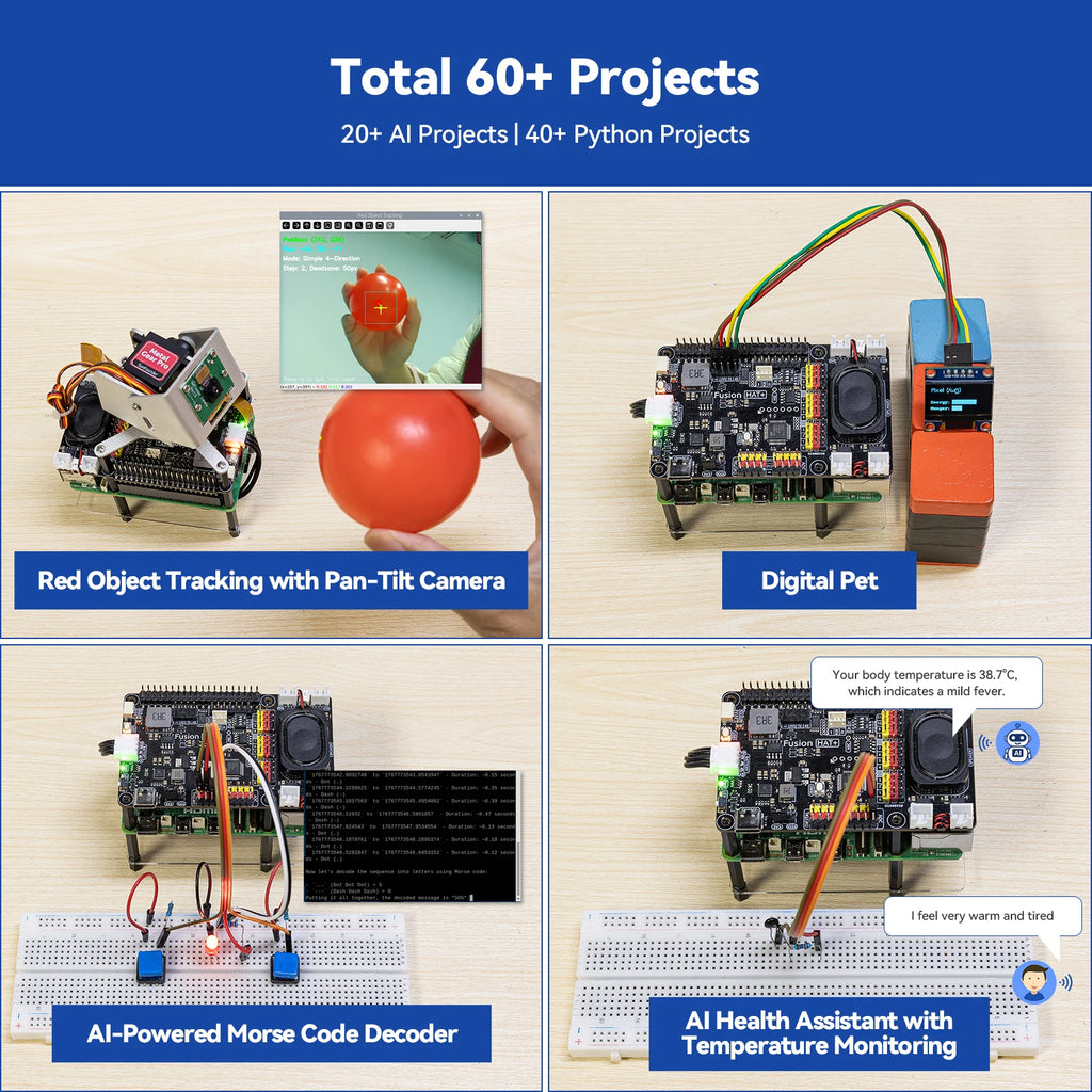 SunFounder AI Fusion Lab Kit for Raspberry Pi 5/4/3B+/Zero 2w, LLMs ChatGPT/Gemini/Grok, YOLO&OpenCV & MediaPipe, Python