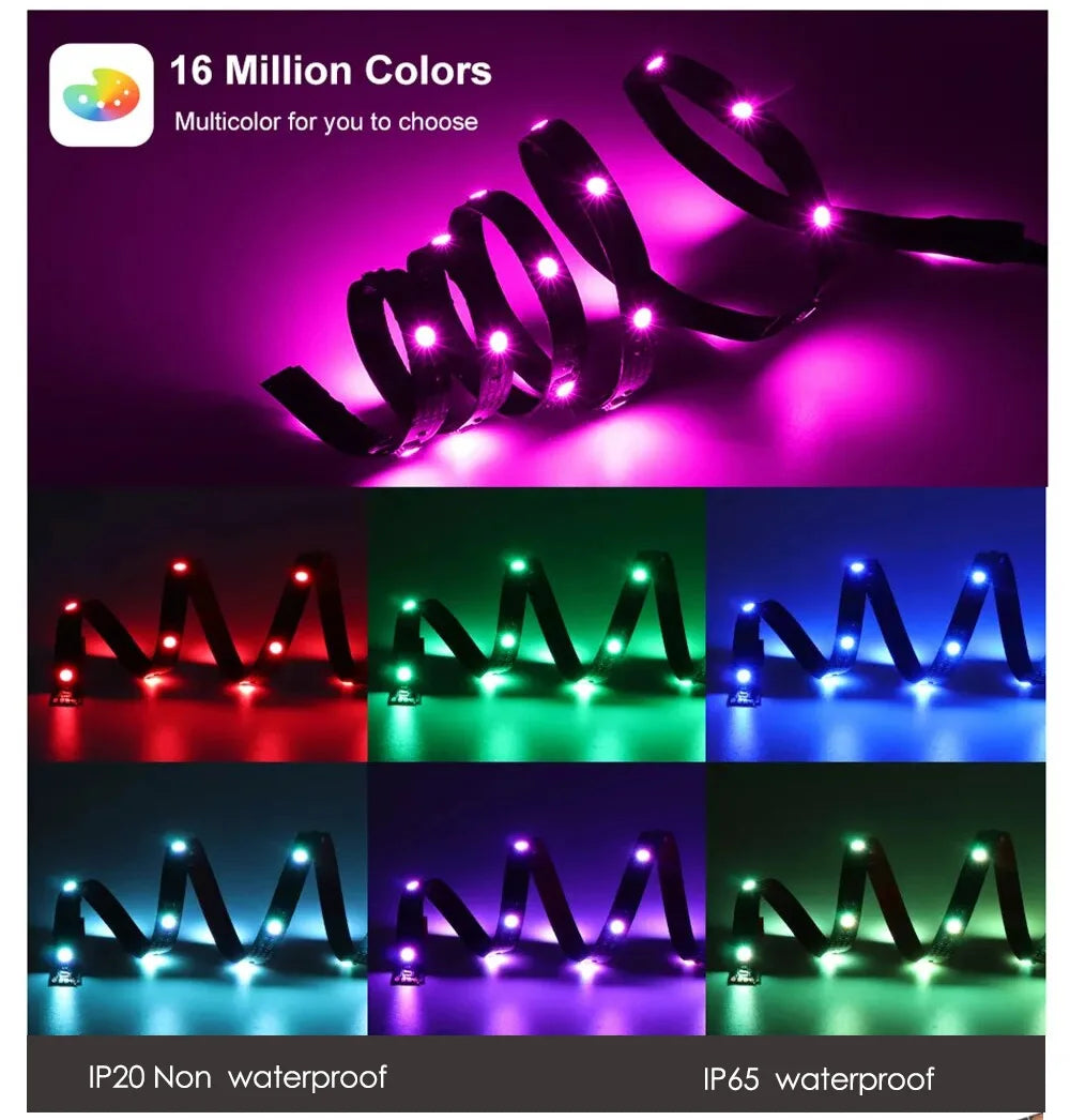 USB Bluetooth RGB Led Strip Light Battery Powered Scooter Flexible Diode Tape Led Backlight For Bicycle Skateboard Bike Lighting