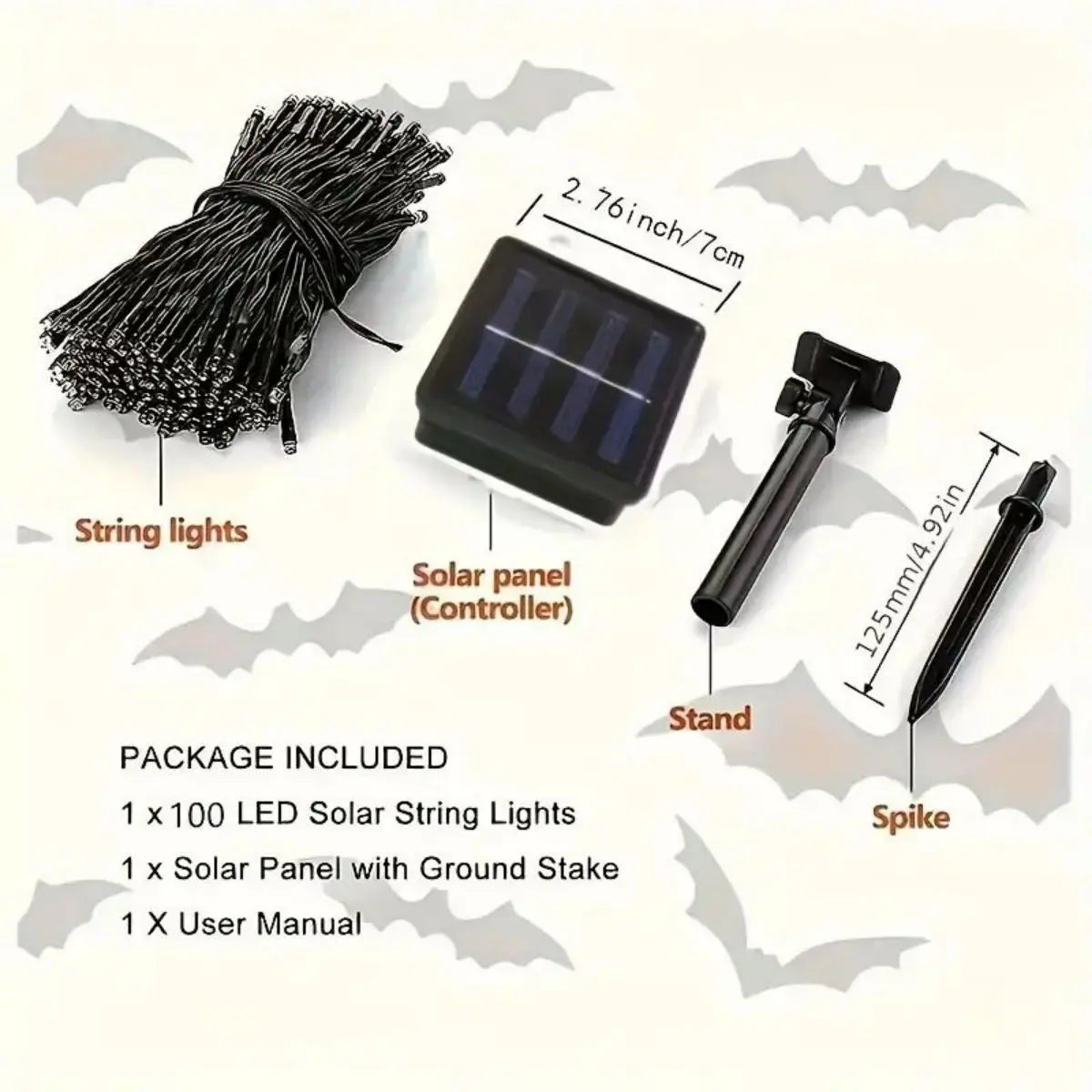 1pc Solar Powered Green String Lights, 8 Lighting Modes, Waterproof Outdoor Decoration For Halloween, Garden, Party, Holiday