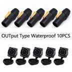 10pcs/5Sets New 3Pins Waterproof Locking Male Cable Plug+Female Chassis NAC3MPX or NAC3MX-W+NAC3FPX+Powercon Connector NAC3FX-W