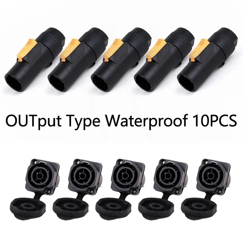 10pcs/5Sets New 3Pins Waterproof Locking Male Cable Plug+Female Chassis NAC3MPX or NAC3MX-W+NAC3FPX+Powercon Connector NAC3FX-W