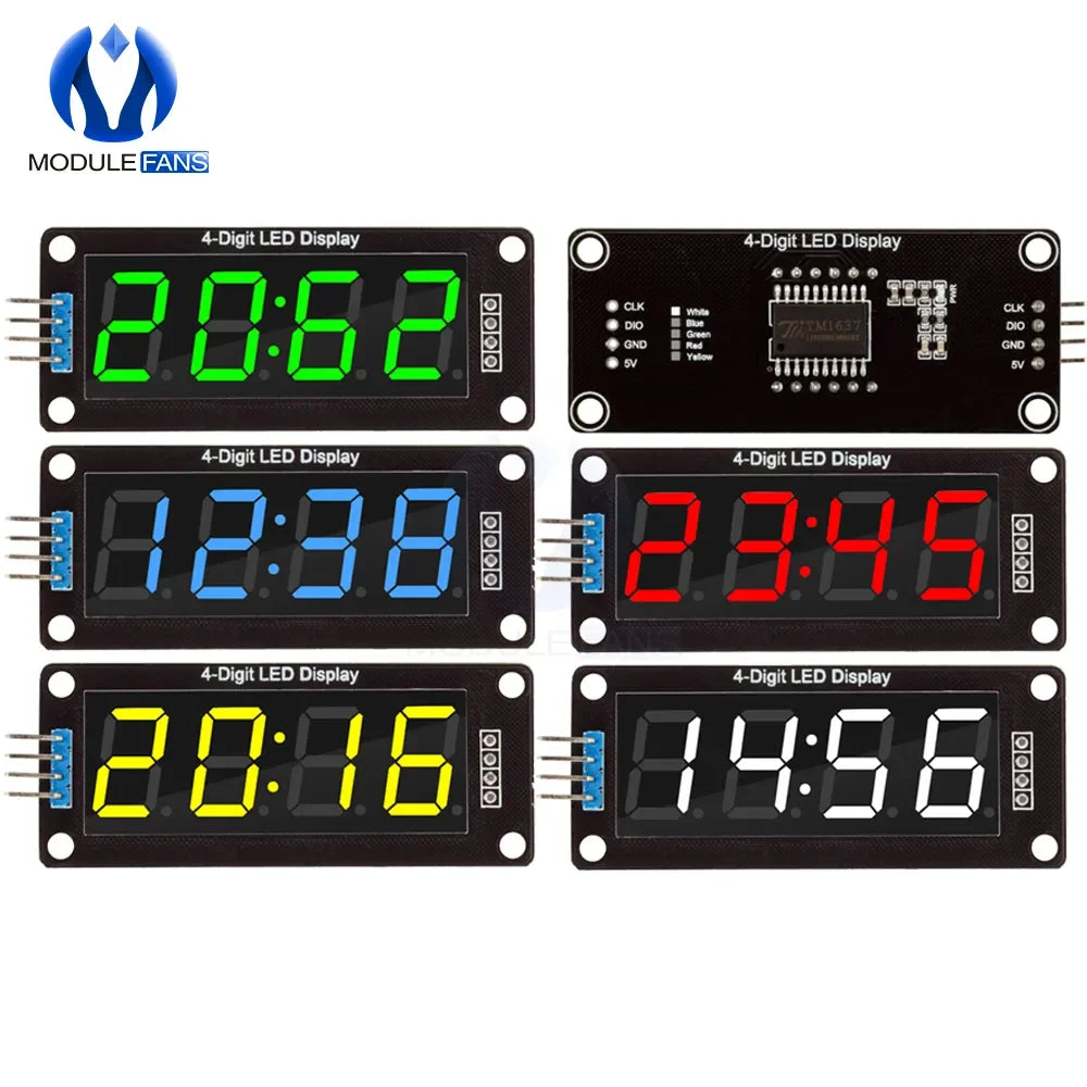 TM1637 LED Display Module for Arduino 4 Digit Tube 7 Segment 0.56 inch Time Clock Indicator Module Red Blue Green Yellow White