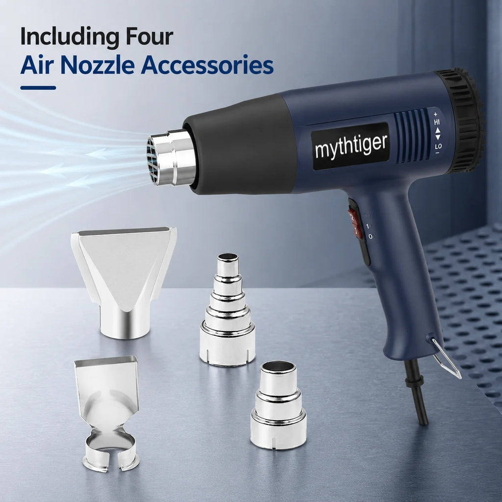 2000W Heat Gun Professional Hot Air Gun Adjustable Temperature 60-600 D 4 Nozzles for DIY Stripping Paint Shrinking PVC and Home