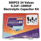 500PCS 0.1uF-1000uf 24Values Electrolytic Capacitor Mixed DIP Electronic Kit Electrolyte Capacitors 10V 16V 25V 50V