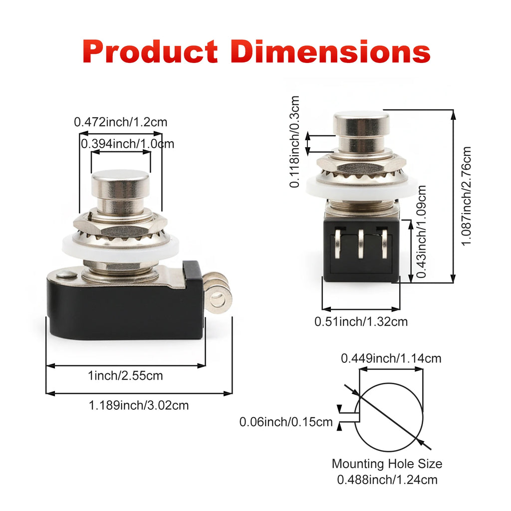 FILN SPST Momentary Soft Touch Push Button Stomp Foot Pedal Switch Electric Guitar Switch OFF-Momentary ON