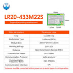 LLCC68 LoRa Wireless Module 868Mhz 915Mhz 433 475Mhz DX-LR20 22dBm 8KM Long Range SMD RF Module Power Supply