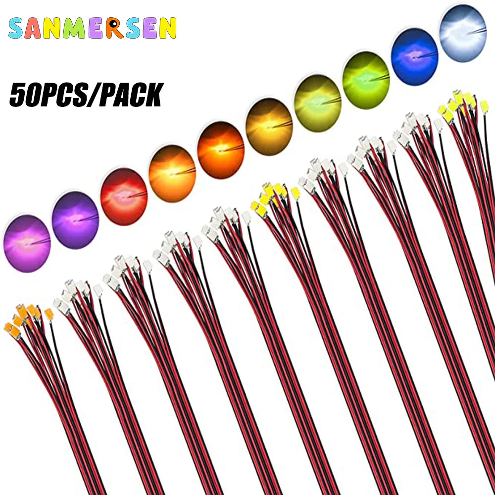 0402 0603 SMD Lamp Wired Micro Led Pre-Soldered Micro Litz Wired Chip 30cm 3V Railway Model Scenes 50pcs/Lot