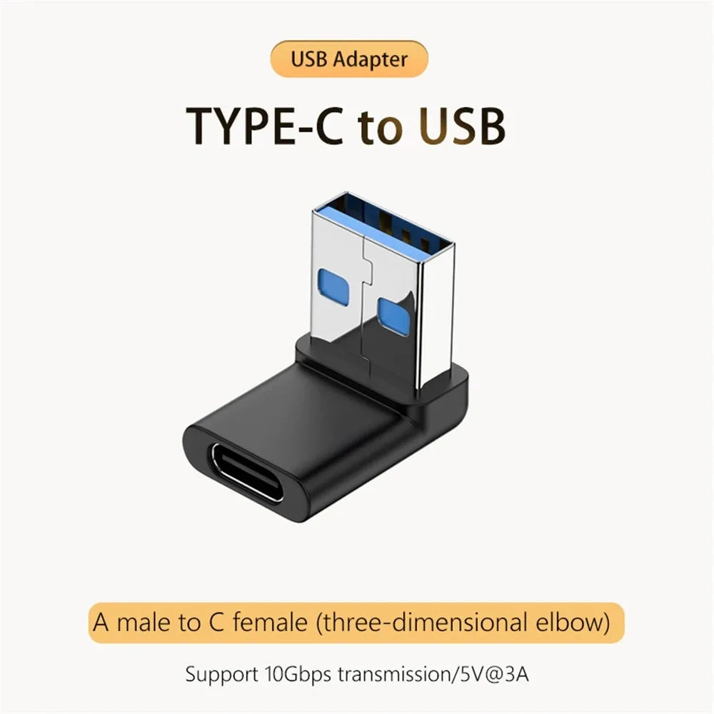 90/180 Degree Elbow C Adapter Type C OTG to USB Converter U Shape USB-C 3.0 Connector for Android Computer Phone Tablet Adapter