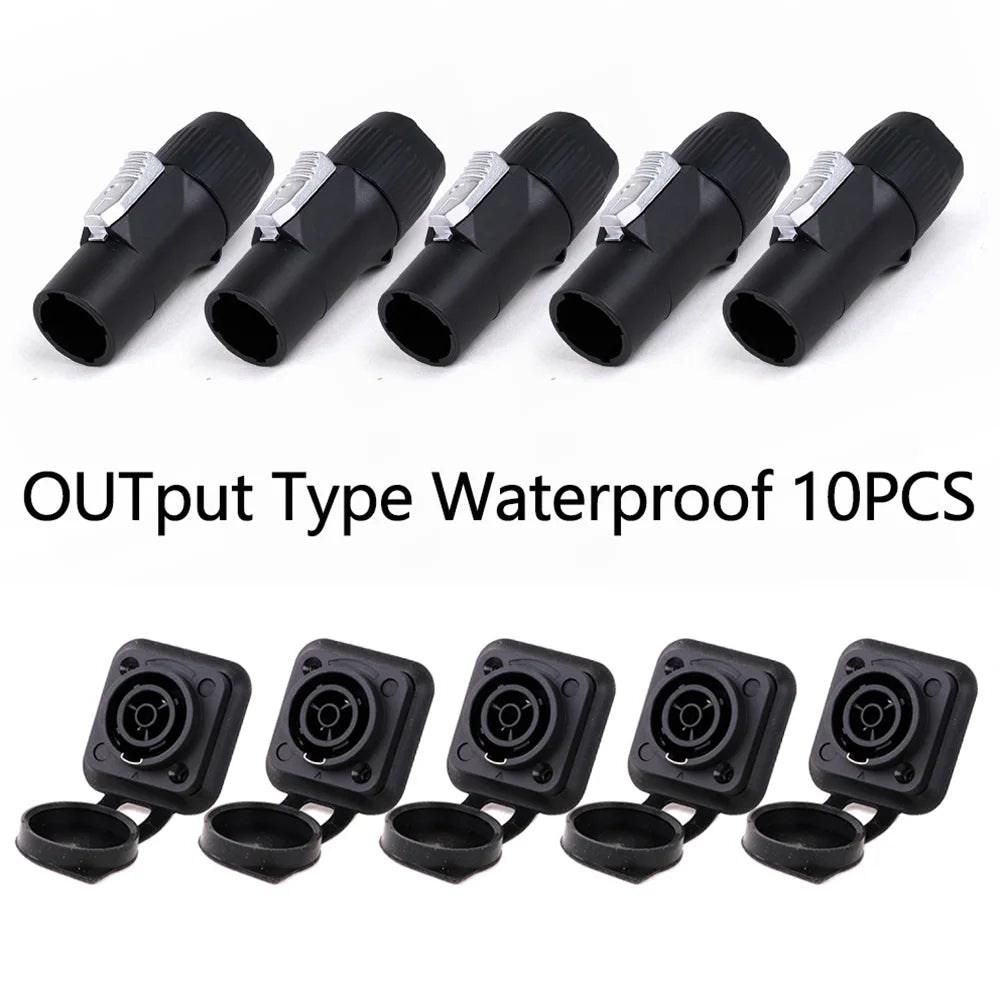10pcs/5Sets New 3Pins Waterproof Locking Male Cable Plug+Female Chassis NAC3MPX or NAC3MX-W+NAC3FPX+Powercon Connector NAC3FX-W