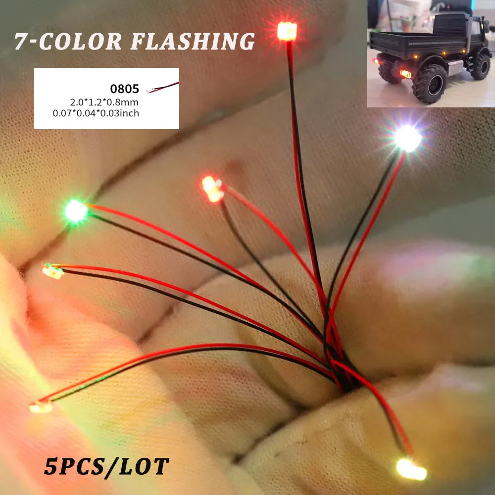 5pcs 3V Led 0805 Pre Wired SMD 7-Colors Flashing Lamp Model Toys for Ho N OO Diy Model Making/Cars Lighting/Sandtable Diorama