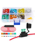 120PCS Mini/Standard  ATM/APM Blade Fuse 5A/7.5A/10A/15A/20A/25A/30A AMP Set with 10 Pack 14AWG ATC/ATO Inline Fuse Holder