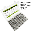 360Pcs Fast Blow Glass Fuses Assortment Kit 24 Values Auto Fuses Assortment Kit 250V 5x20mm & 6x30mm Glass Tube Fuses with Box