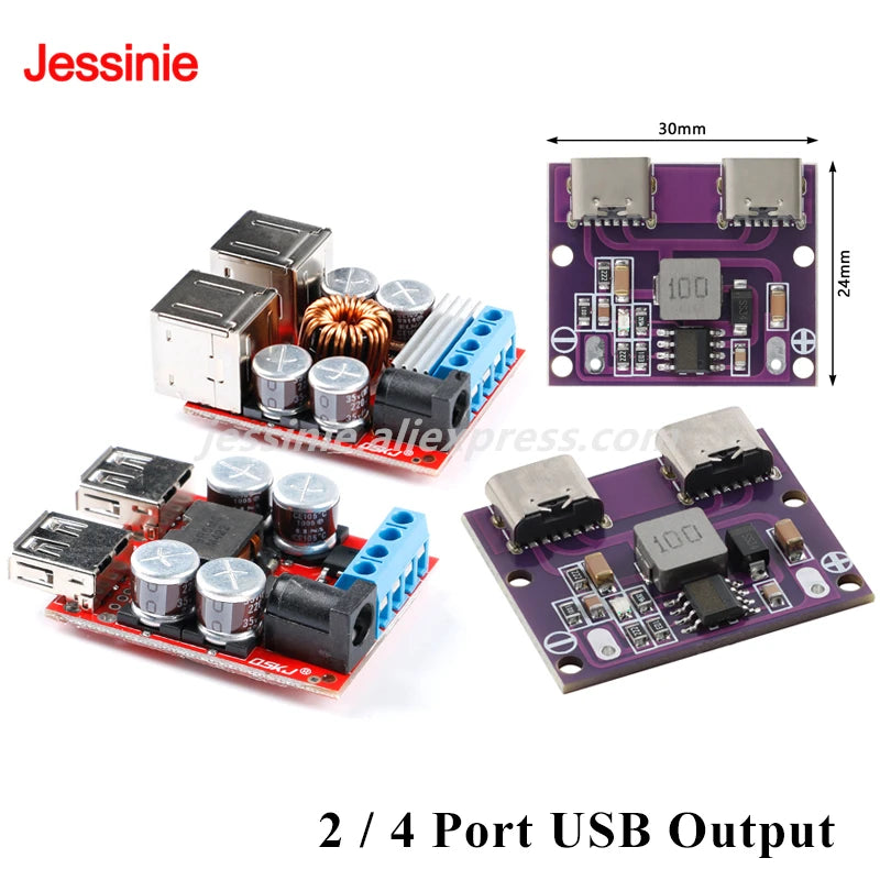 DC-DC 9V 12V 24V 36V to 5V 3A Step Down Buck Converter Board Dual 2/4 USB Port  Type-C for Car Charger Solar Power Supply Module
