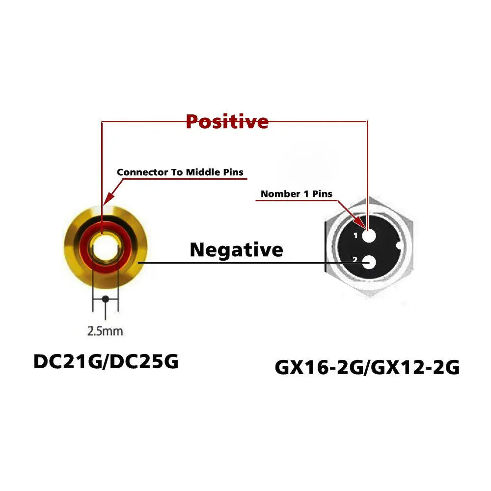 Hifi DC Power Cable GX16 2Pin to DC 2.5/2.1mm OCC Silver Plated with Pure Copper Connector Aviation Plug Phono Cable Amplifier