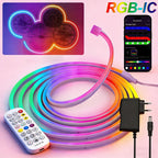 Neon Rope Lights,Flexible Led Rope Lights Control with App/Remote,Multiple Modes Rope Lights,IP65 Outdoor RGB-IC Led Neon Lights