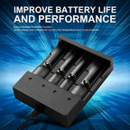 Skywolfeye 4 Bay Smart Universal Charger for 3.7V Rechargeable Li-ion Batteries Compatible 18650 26650 22650 14500 16340(CR123)
