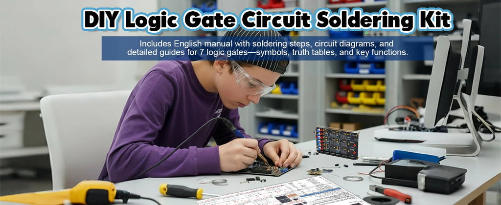DIY Logic Gate Circuit Soldering Practice Kit Basic Logic Gate Learning Kit with Interactive LED Simulation for STEM Education