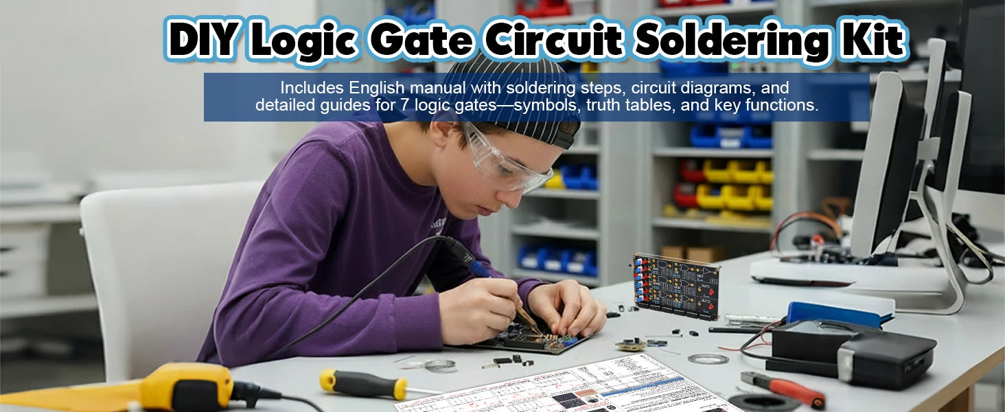 DIY Logic Gate Circuit Soldering Practice Kit Basic Logic Gate Learning Kit with Interactive LED Simulation for STEM Education