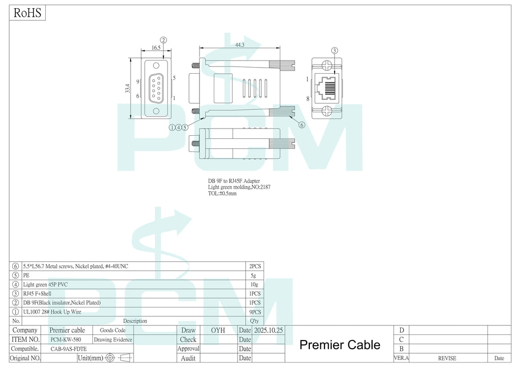 DB9 to RJ45 Female Socket Jack Console Adapter Connector Cable Cisco Compatible CAB-9AS-FDTE for RS232 Terminal POS Modem