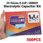 500PCS 0.1uF-1000uf 24Values Electrolytic Capacitor Mixed DIP Electronic Kit Electrolyte Capacitors 10V 16V 25V 50V