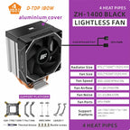 METALFISH ZH1400 CPU Cooler 4 HeatPipes 4PIN PWM Silent ARGB Fan For Intel 1700 1200 115X 1366 2011 AM5 AM4 AM3 x99 x79