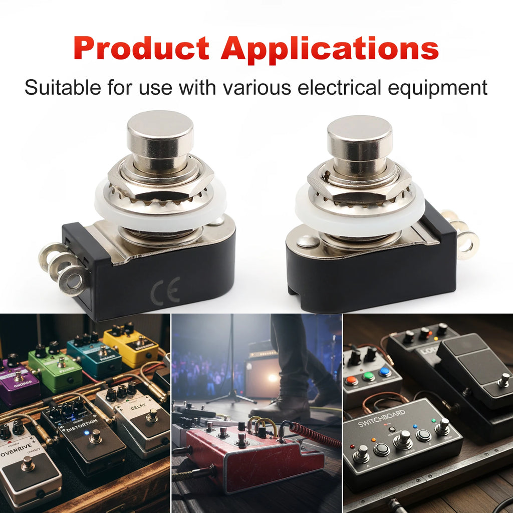 FILN SPST Momentary Soft Touch Push Button Stomp Foot Pedal Switch Electric Guitar Switch OFF-Momentary ON