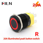 FILN 22mm 20A Stainless Steel Push Button Switch Waterproof IP66 High Current 12V/24V/110V/220V Auto Marine Industrial Control